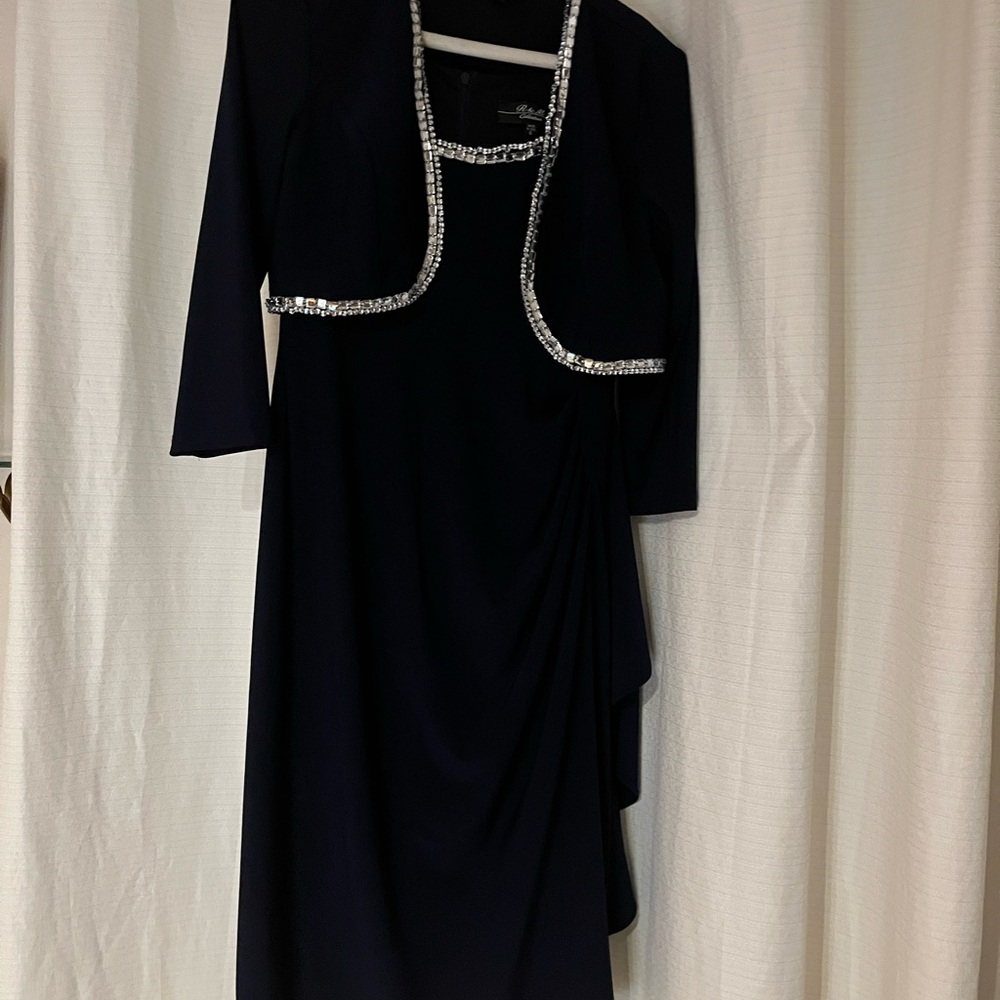 Navy sleeveless dress with jacket